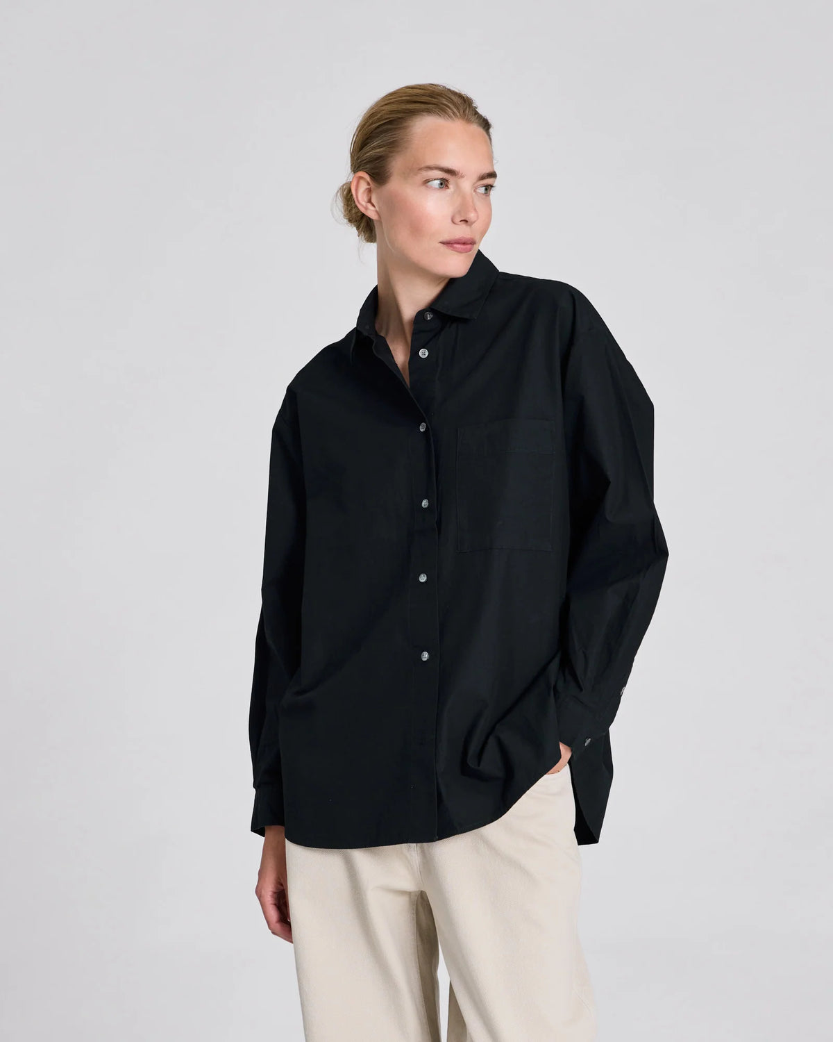 Gai+Lisva Eva LS poplin shirt Stretc Limo Black