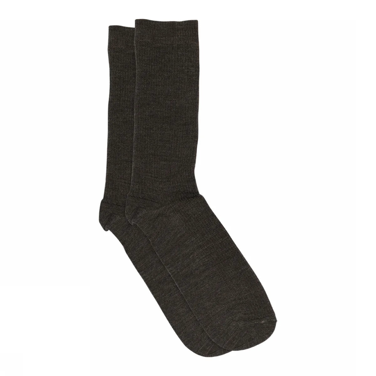 MP Fine wool rib socks dark brown 541