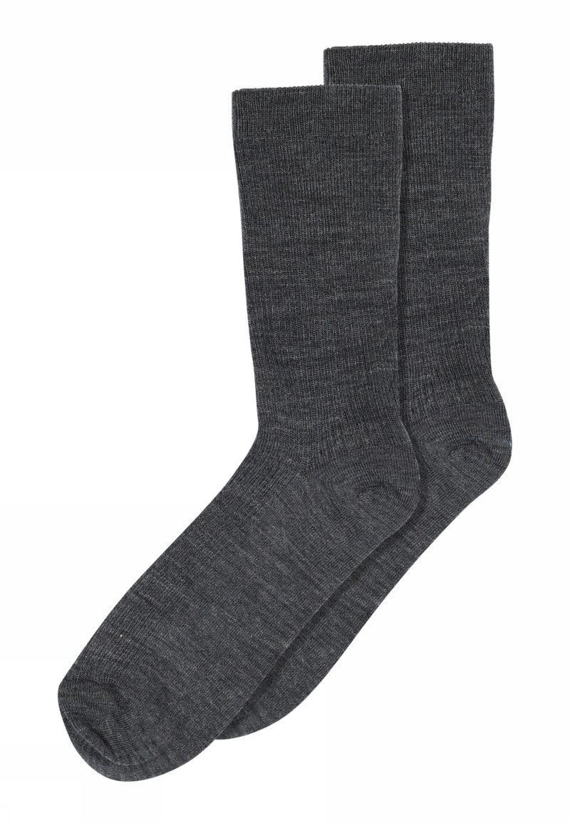 MP Fine wool rib socks dark grey melange 497