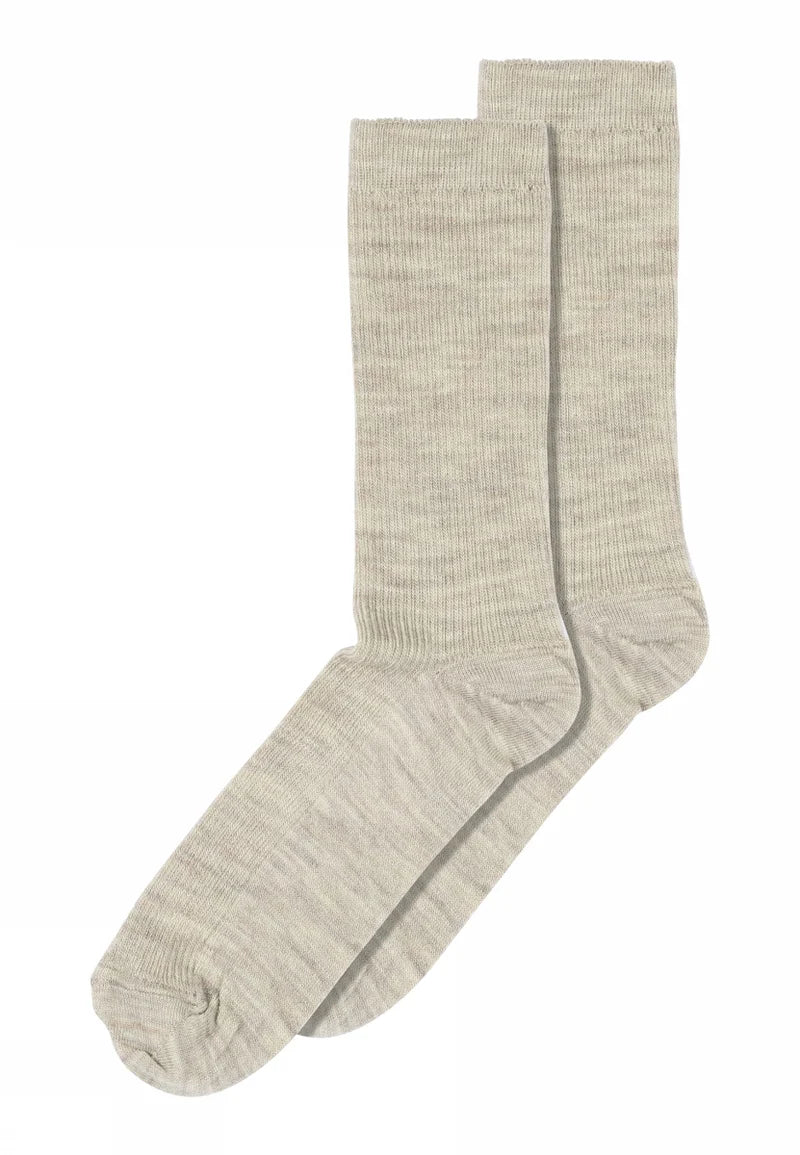 MP Fine wool rib socks light brown melange 489