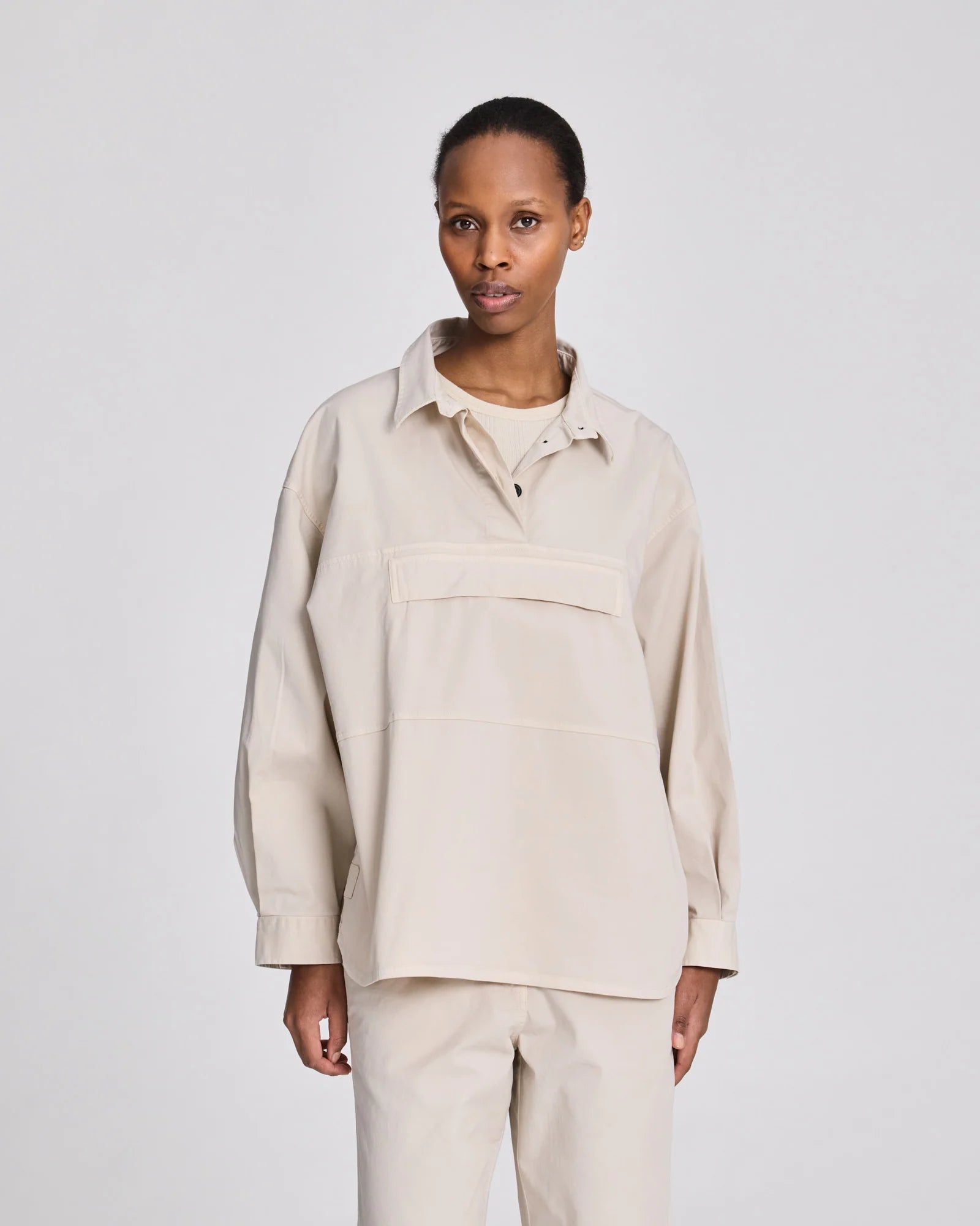 Gai+Lisva Ingrid stretched twill anorak Ancient grey