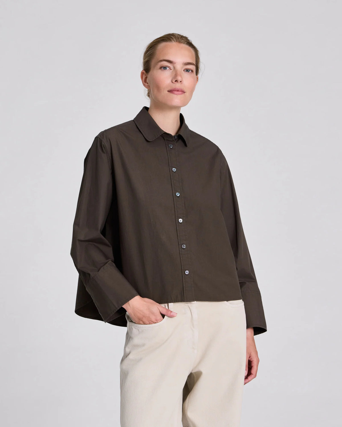 Gai+Lisva Isabella LS poplin shirt Black Olive