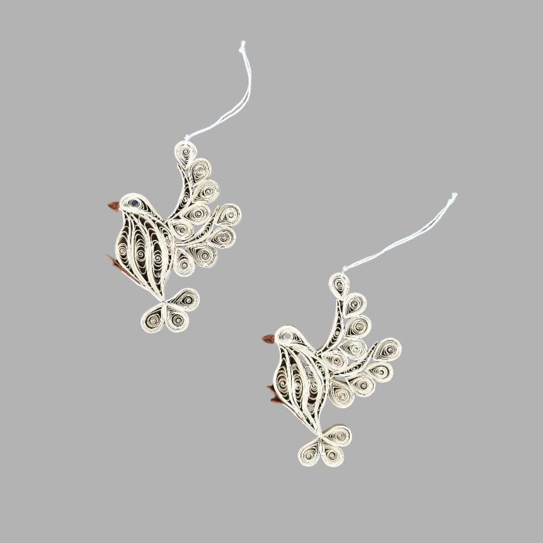 2 stk quilled juledue ophæng