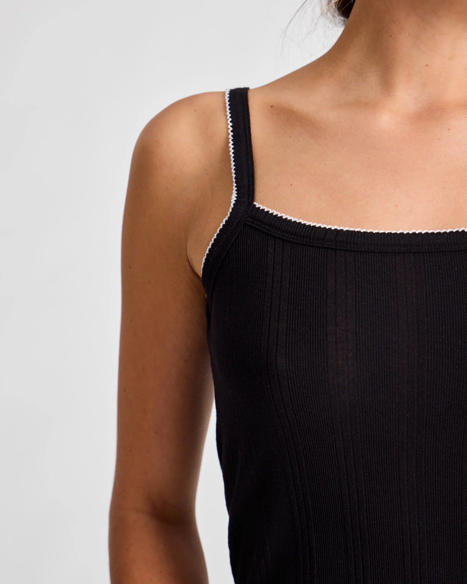 Gai+Lisva Liva cotton strap top drop needle Sort