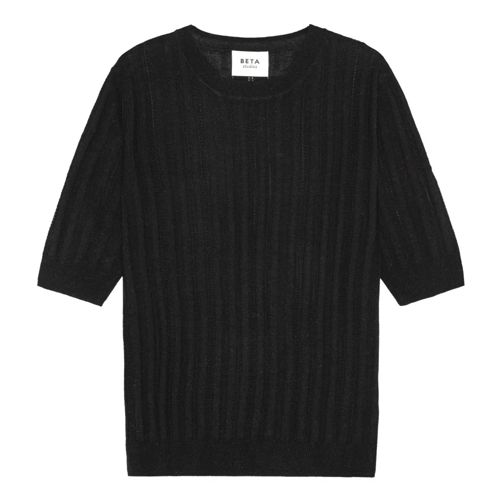 Beta Studios Maggie Pointelle bluse sort