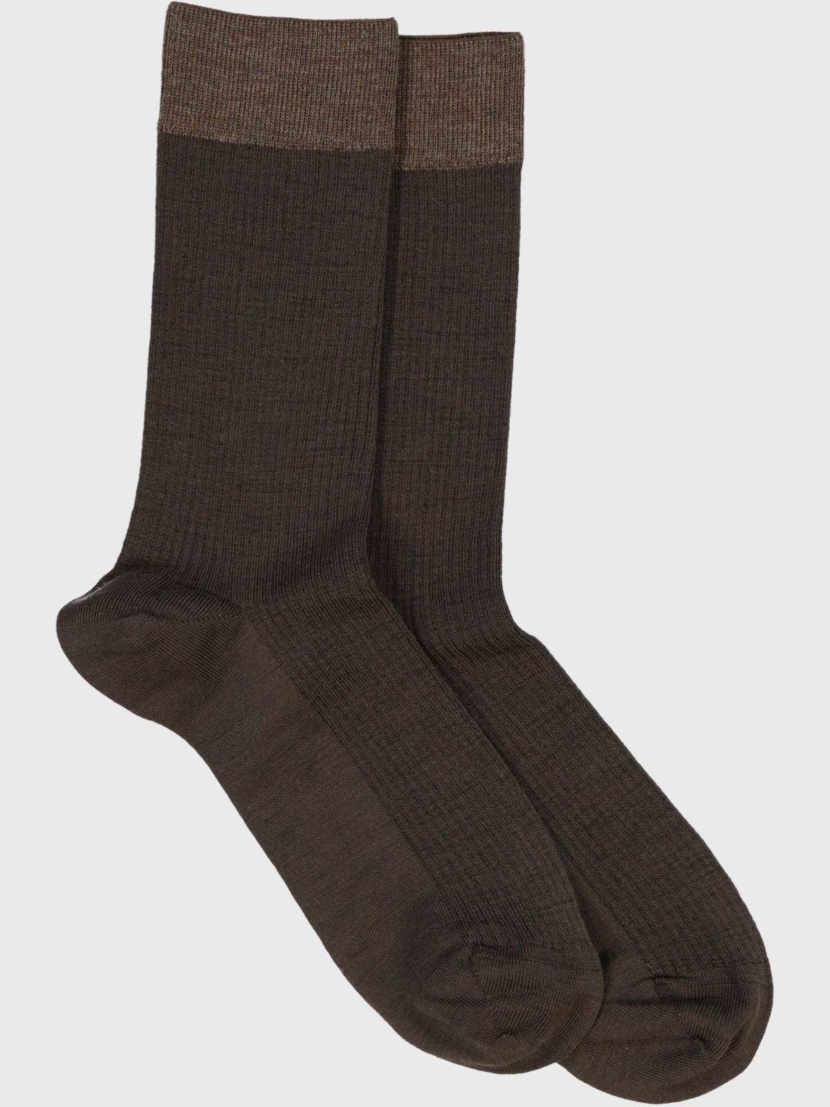Mrs. Hosiery Merino strømper block dark brown/brown