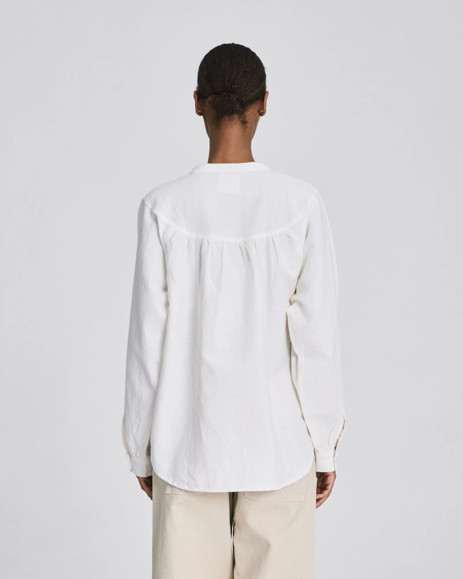 Gai+Lisva Olivia RaglanLS canvas shirt whisper white