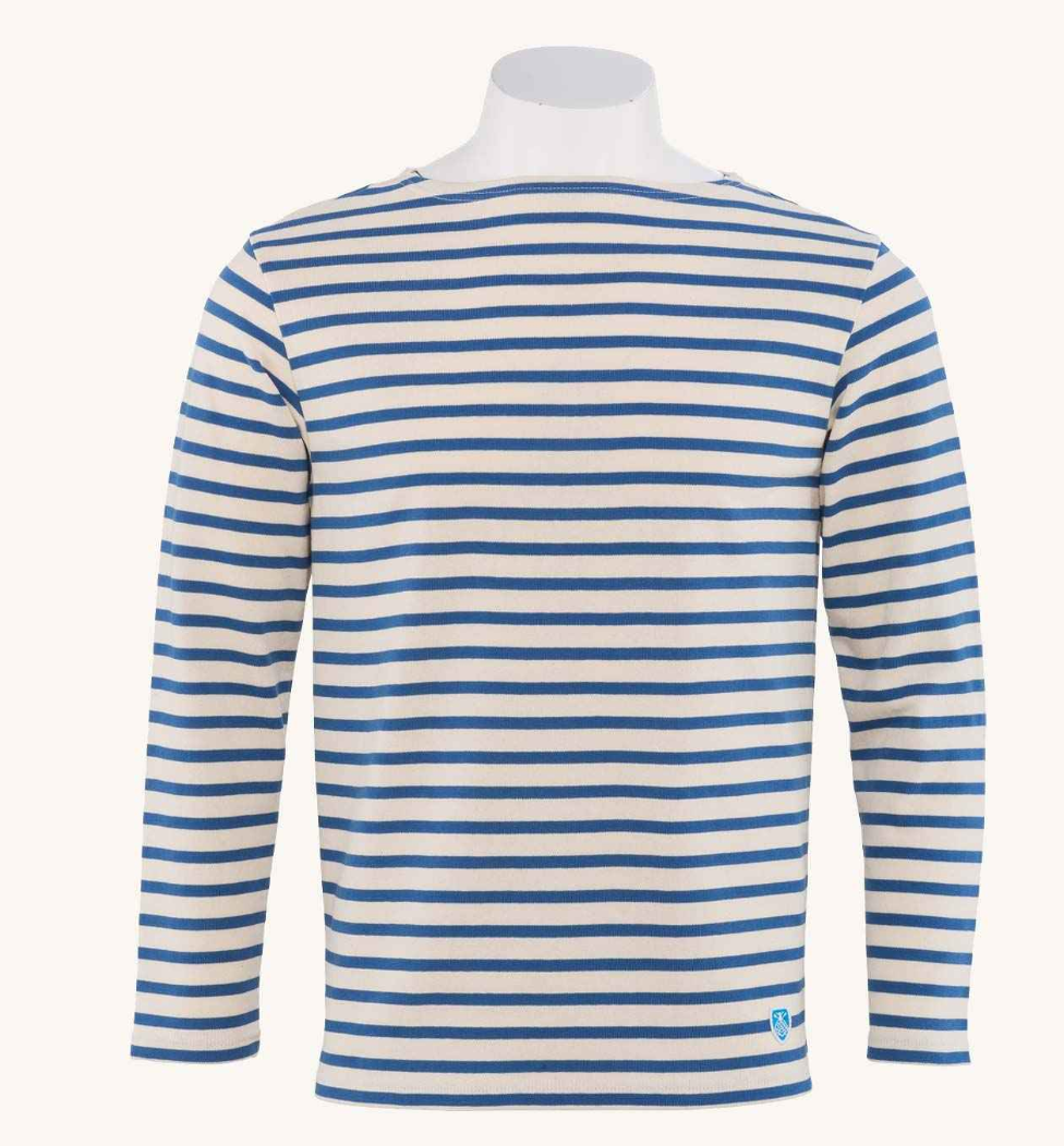 Orcival unisex bluse ecru/indigo