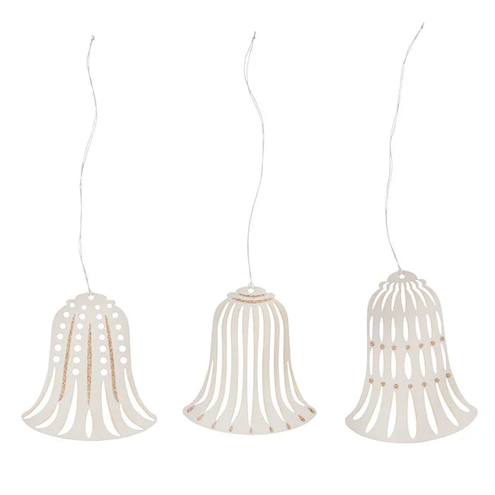 Bungalow paper ornaments Bells 8 cm offwhite 3 stk.