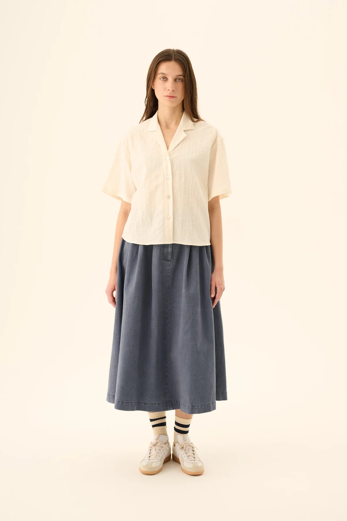Rue De Tokyo Pen skirt faded twill Soft Blue