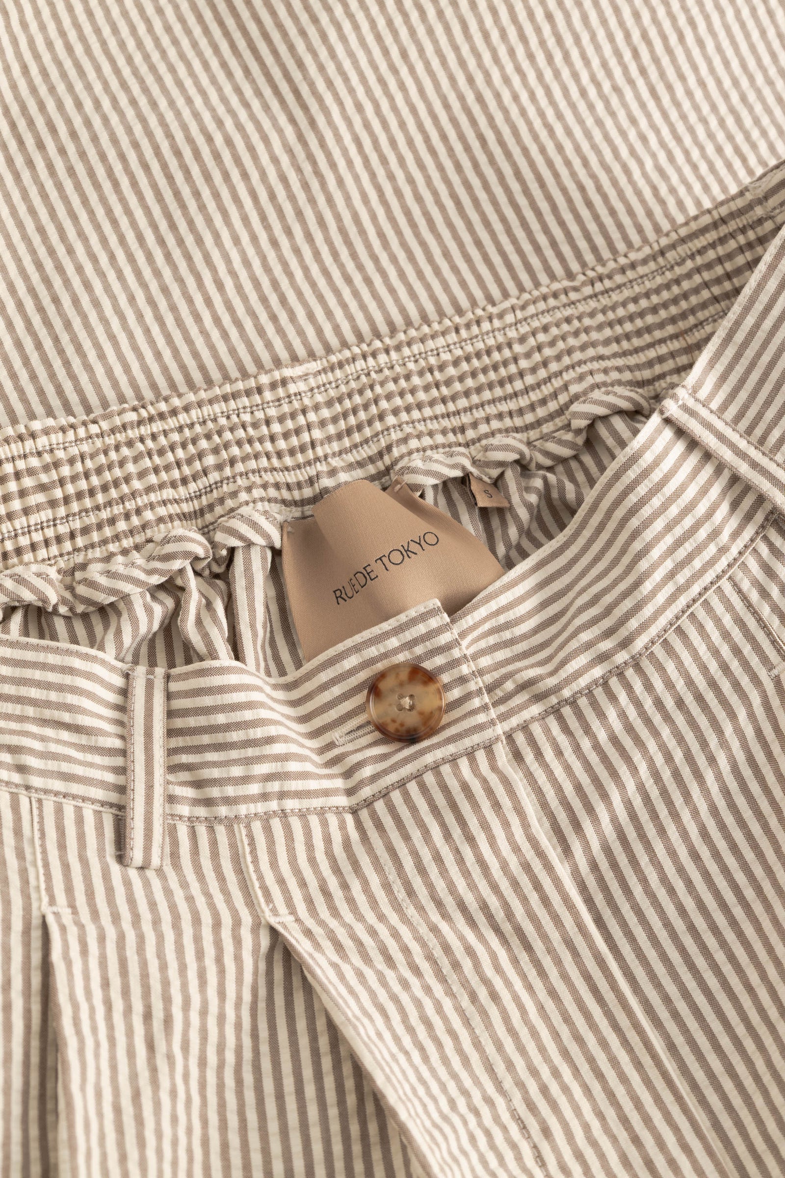 Rue De Tokyo Pen skirt heavy seersucker brown stripe