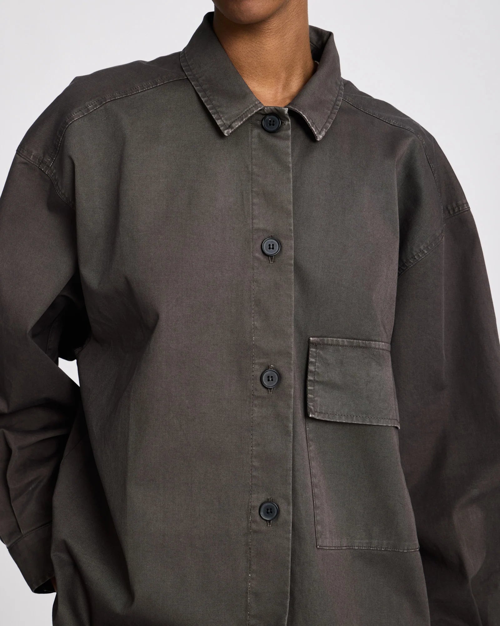 Gai+Lisva Pauline stretched twill shirt Black ink
