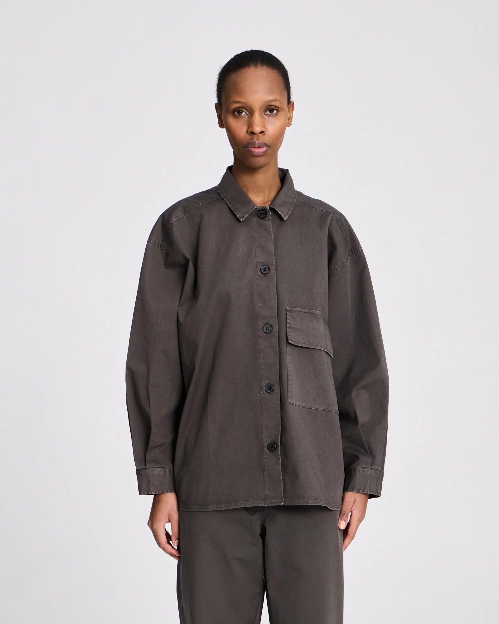 Gai+Lisva Pauline stretched twill shirt Black ink