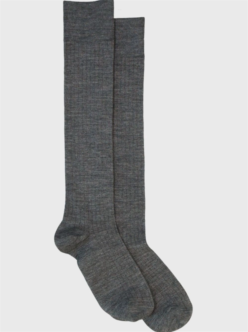 Mrs. Hosiery Merino rib knæstrømper Dark grey