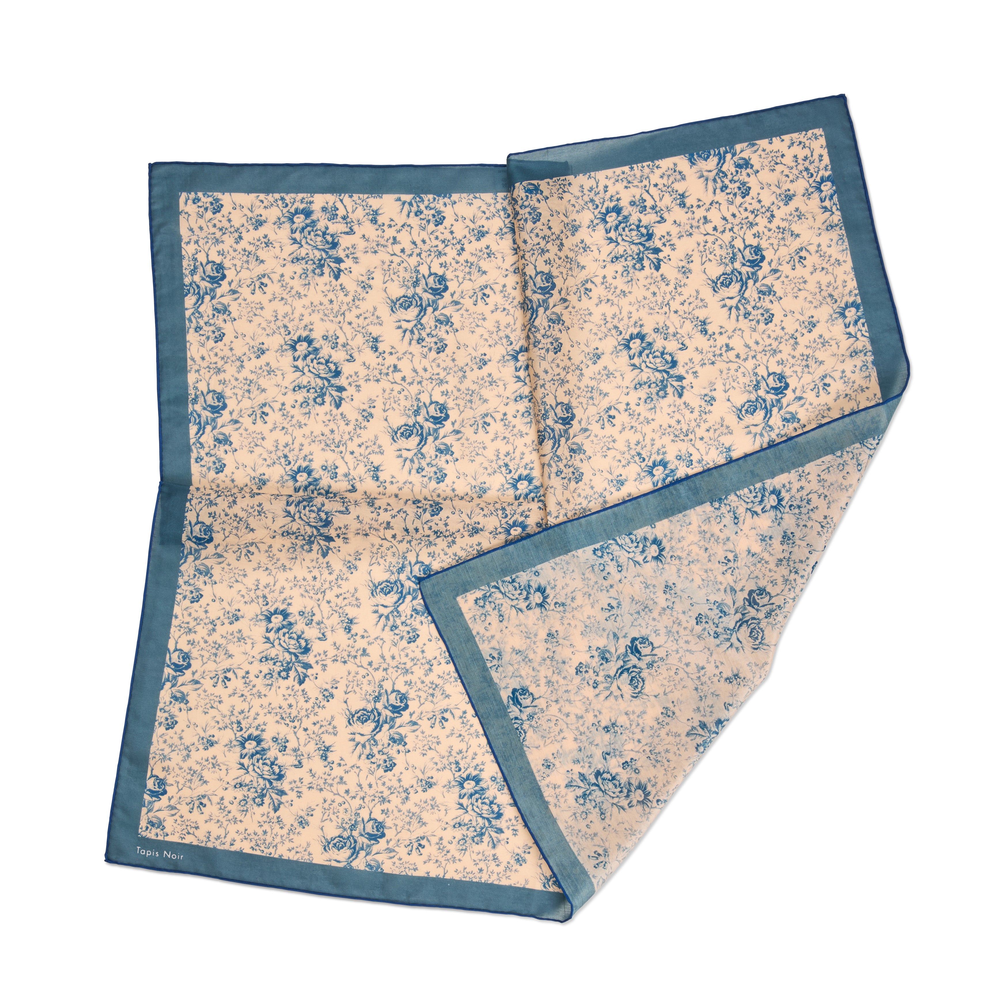 Tapis Noir light Blue flower toile scarf