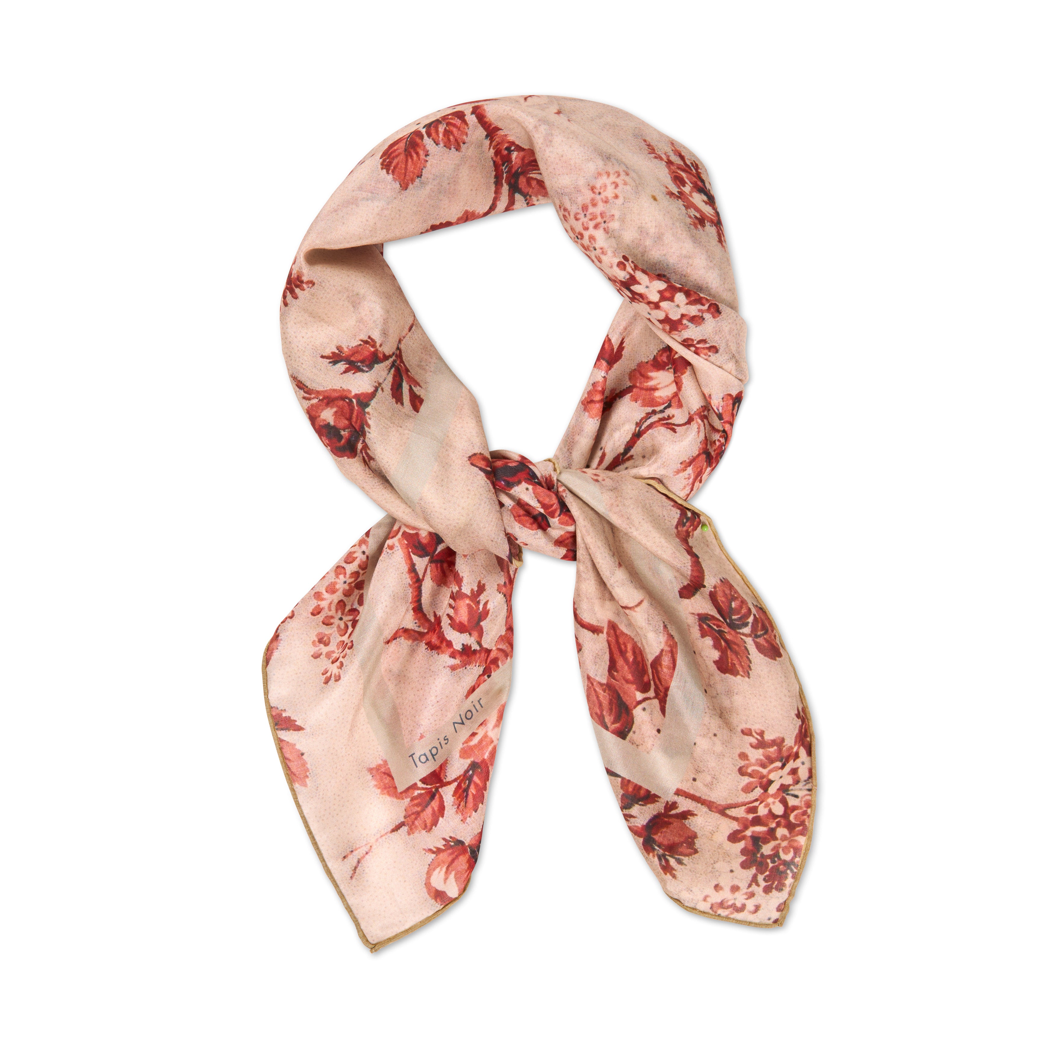 Tapis Noir light Red flower toile scarf