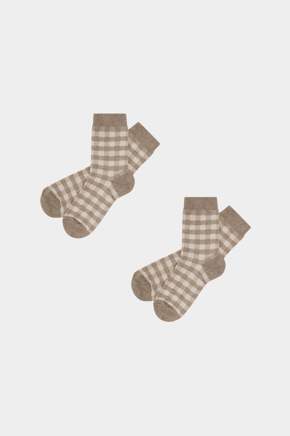 Fub strømper Check camel/ecru