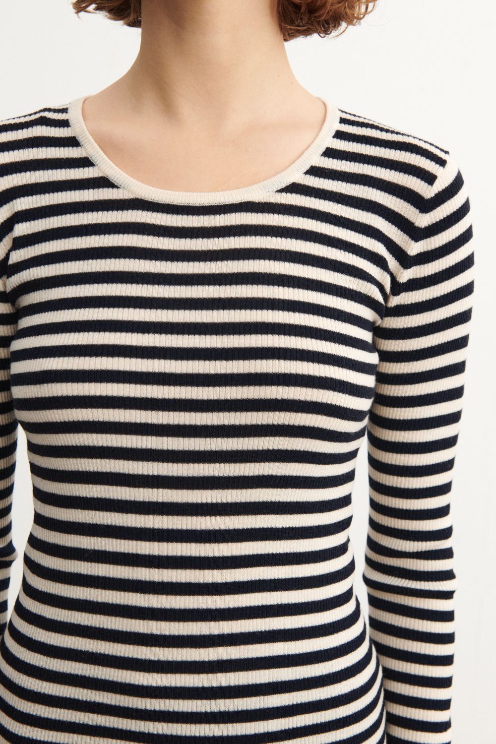 Fub thin Rib blouse ecru/dark navy