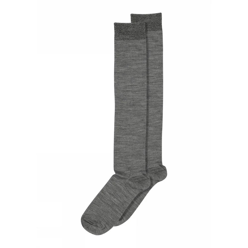 MP uld/silke knæstrømpe medium grey melange