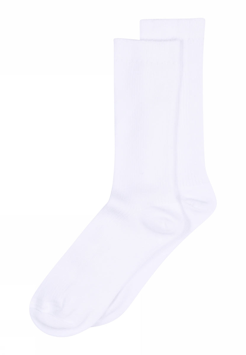 hvid fine cotton rib socks