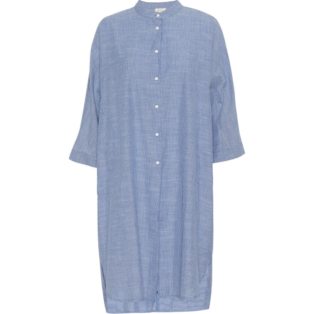 Frau seoul 2/4 long shirt medium blue stripe